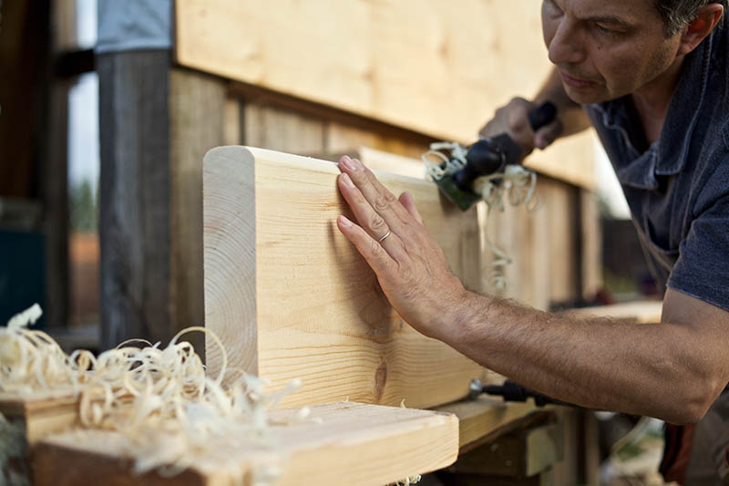 carpenter making stair treads