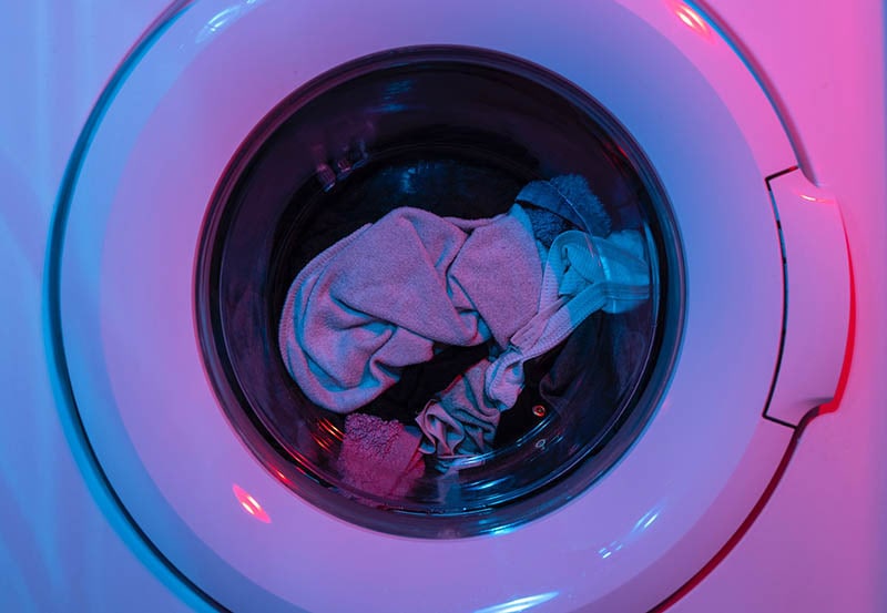 clothes inside the washer