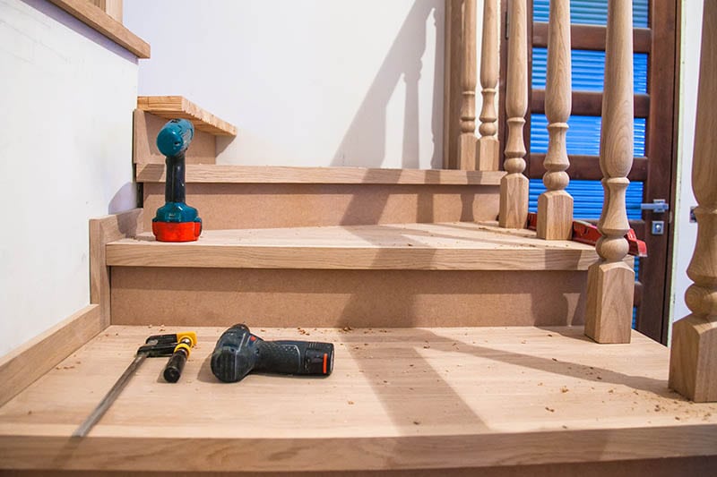 construction of wooden stairs
