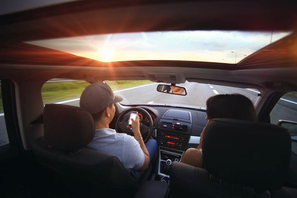 couple driving a car