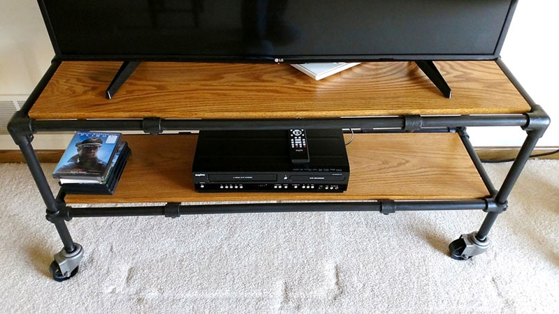 diy rolling industrial pipe tv stand