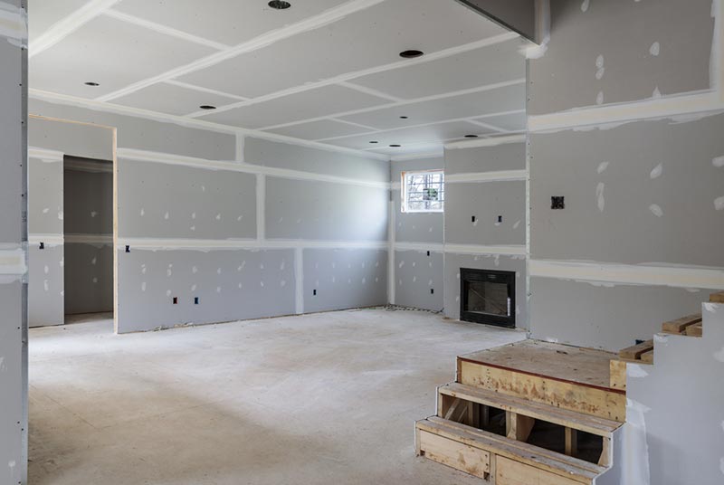 drywall mud of partially completed interior of home