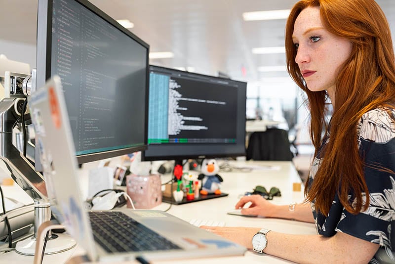 female software engineer at work