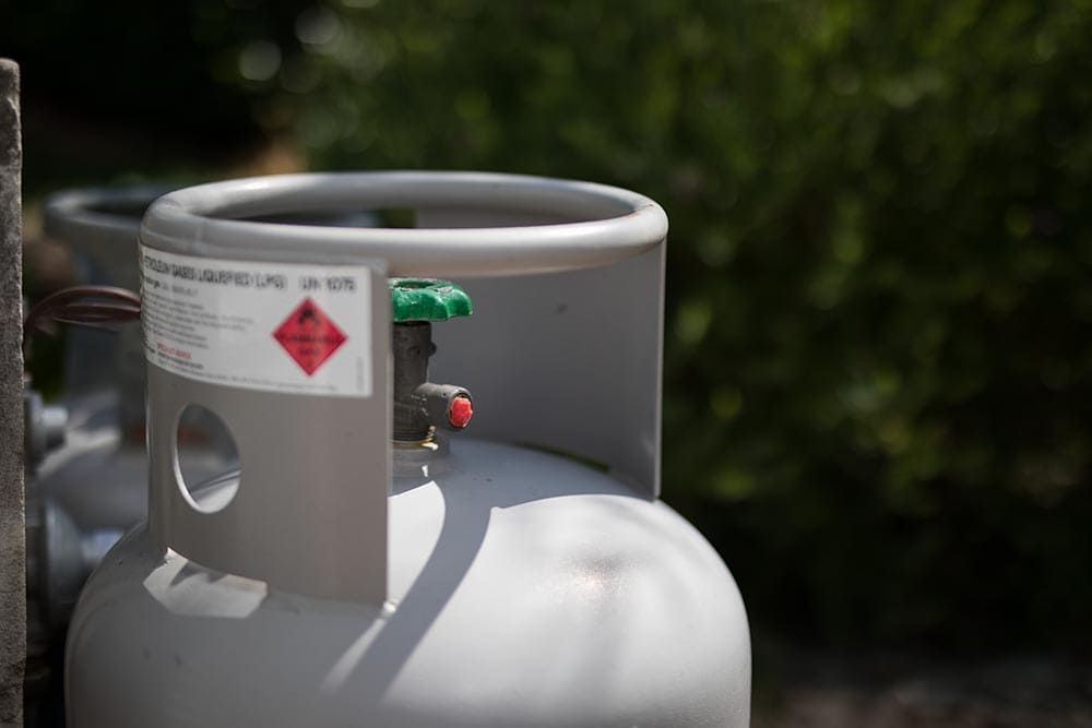 Grey propane gas tank