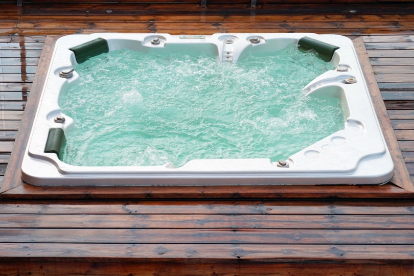 hot tub in wooden floor