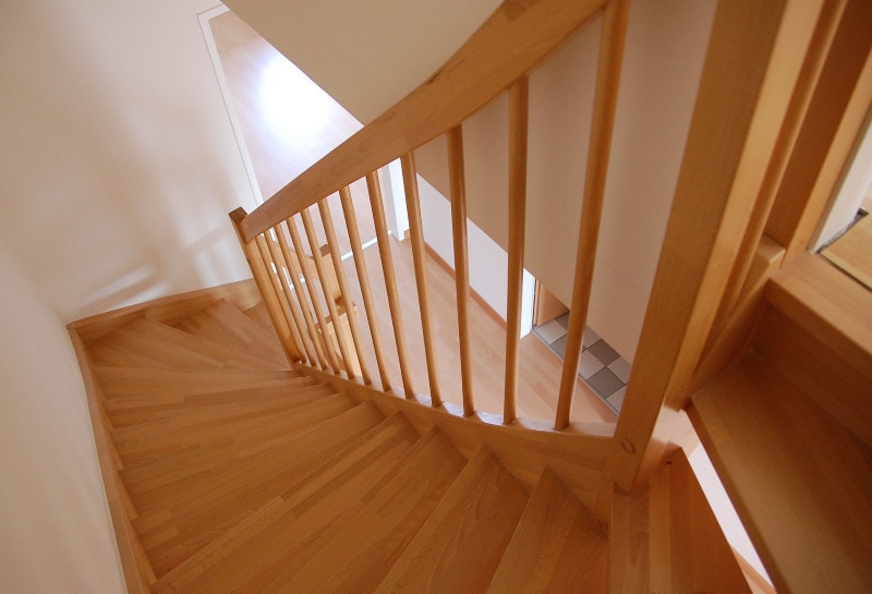indoor wooden staircase railings