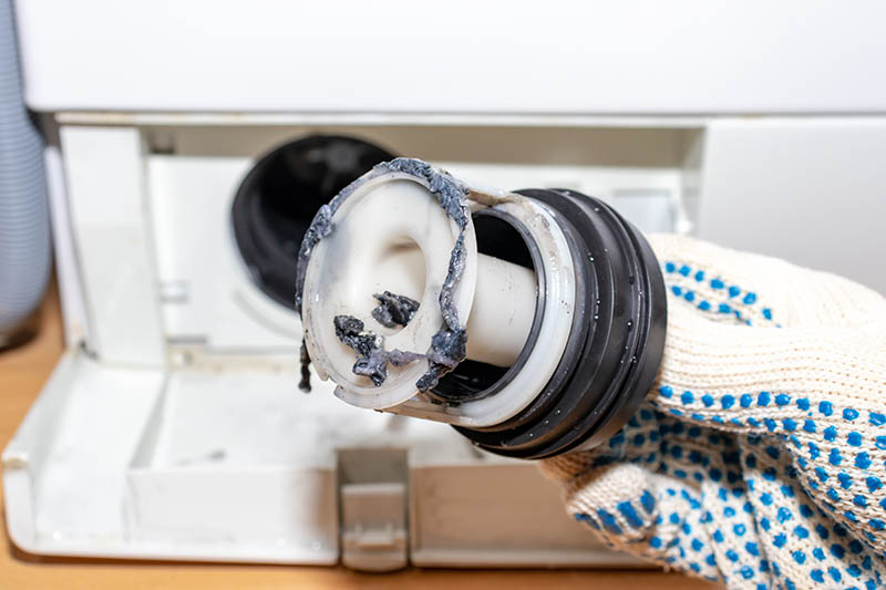 inspecting washing machine dirty clog