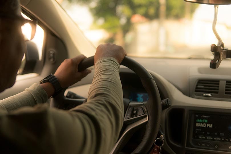 man driving the car