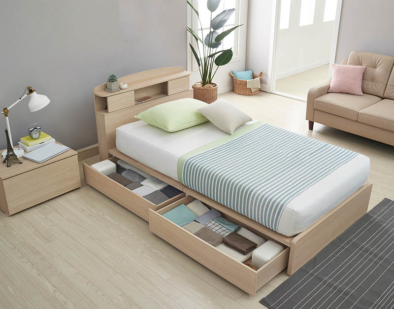 modern style bedroom with storage