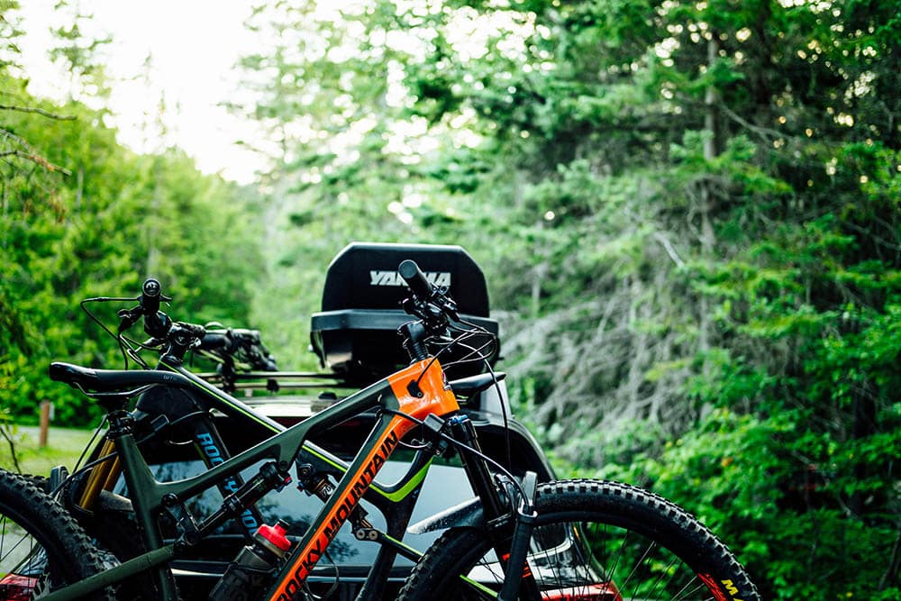 mountain bike on a rack