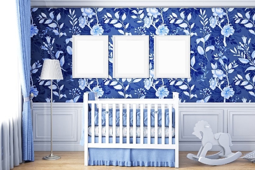 nursery with a blue themed interior