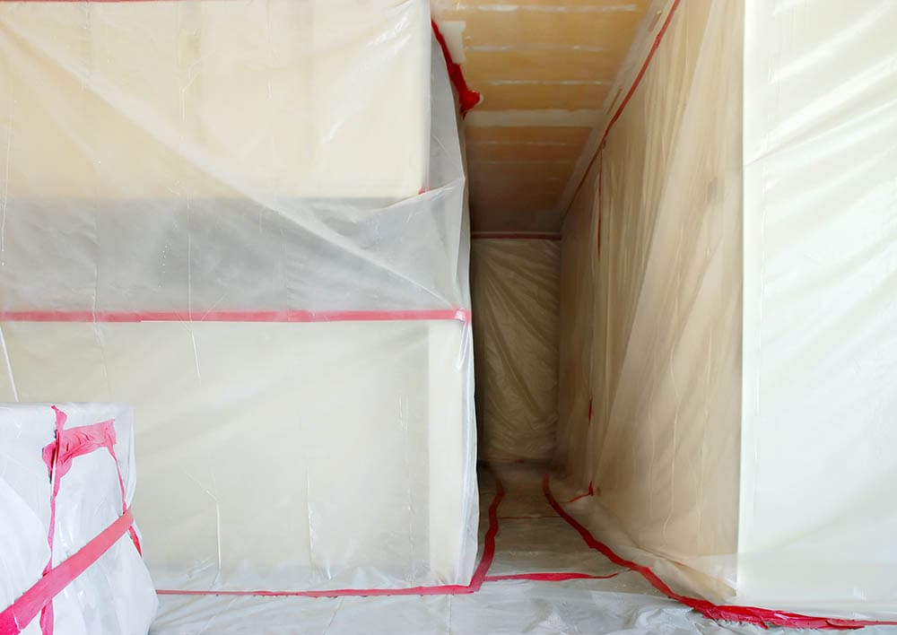 Room covered for asbestos removal