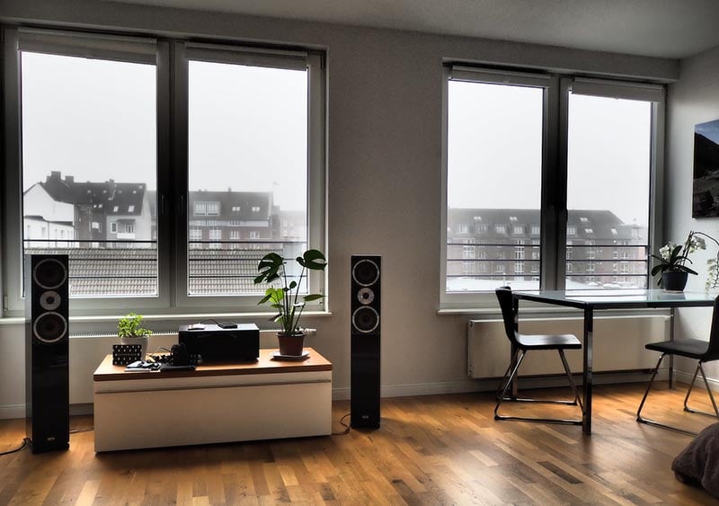 sound system near the windows