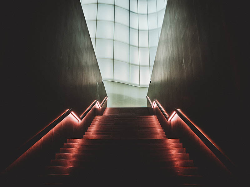 straight carpeted stairs