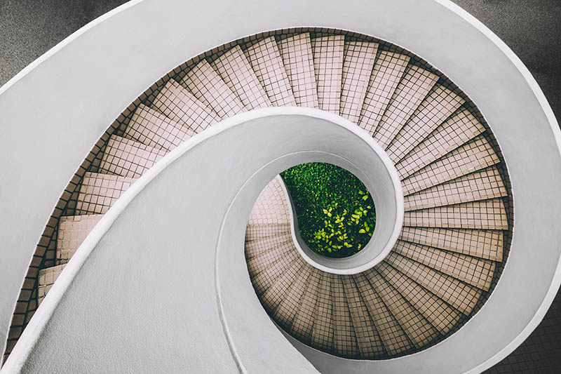 top view of a spiral stairs