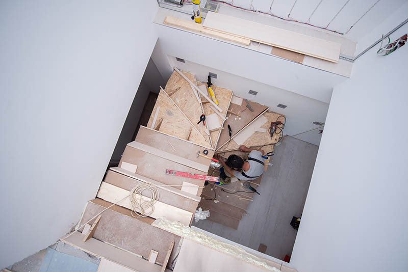 top view of stairs construction