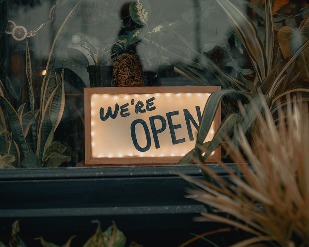 we're open business signage