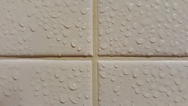 wet tiles close up