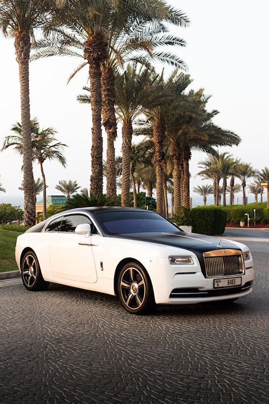 white Rolls Royce Wraith