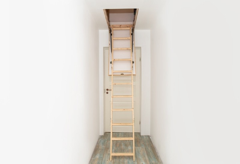 wooden foldable attic ladder