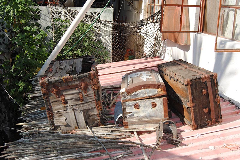 worn out steamer trunks
