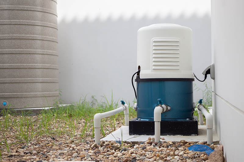 Automatic water pump station outside the house