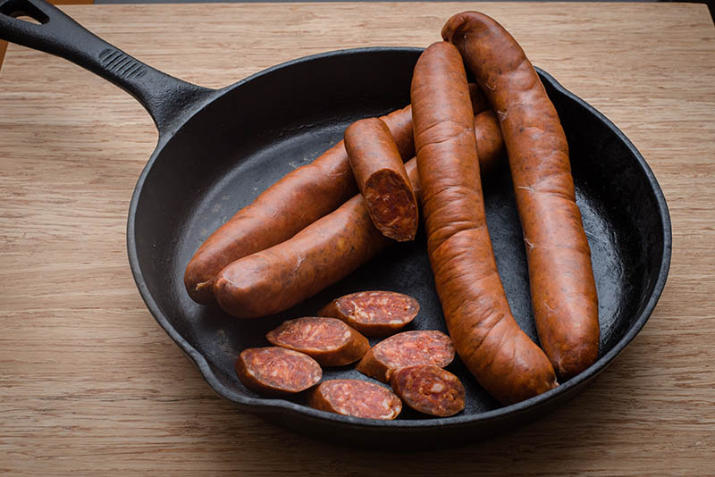 ast Iron pan and sausages
