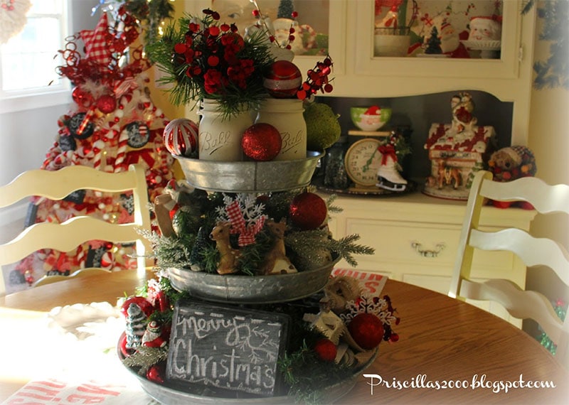 Christmas Galvanized Tray Centerpiece