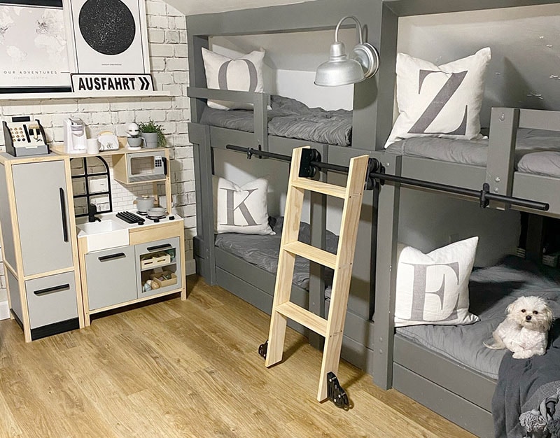 DIY Bunk Bed Library Ladder by Dreaming of Homemaking