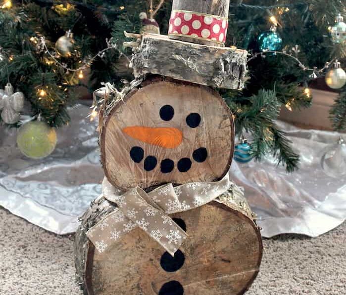 DIY Log Snowman