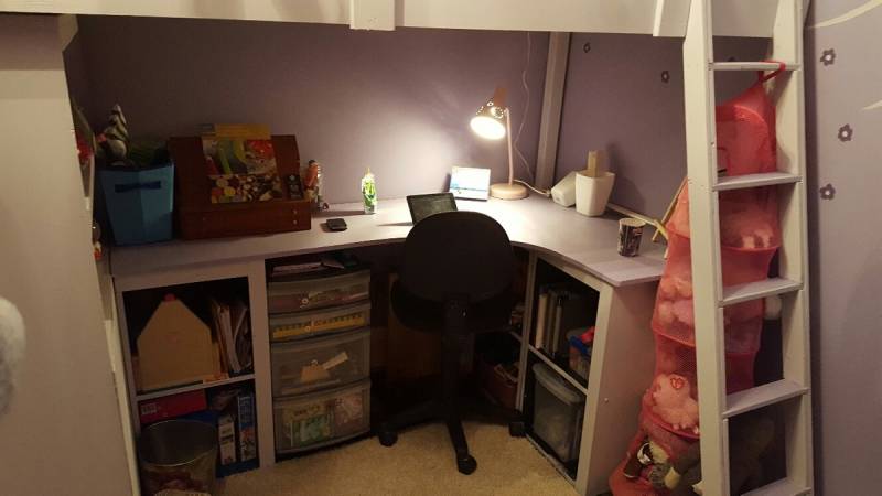 DIY Loft Bed with Desk and Bookcase