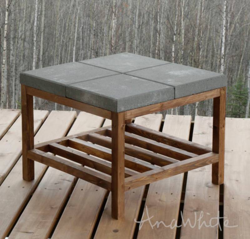DIY concrete paver outdoor coffee table
