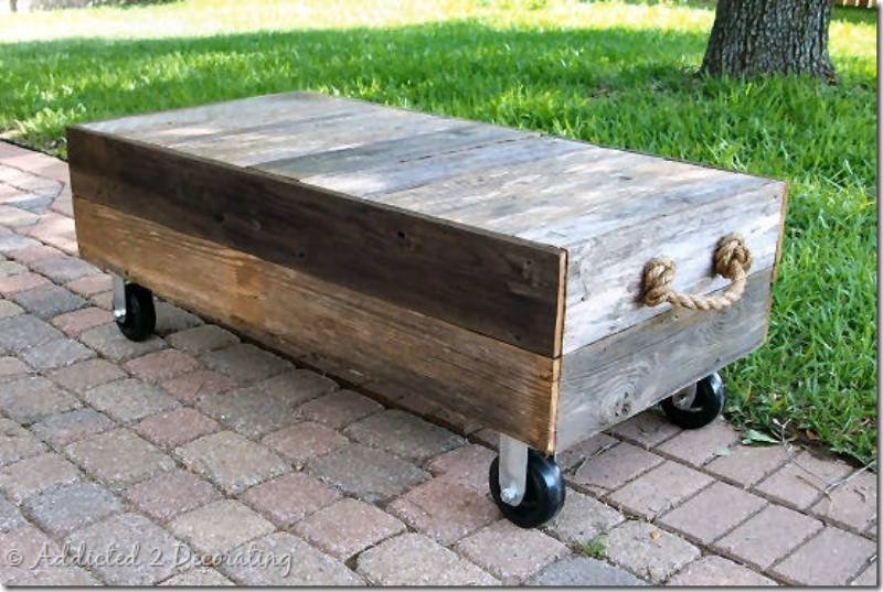 DIY factory cart-style coffee table