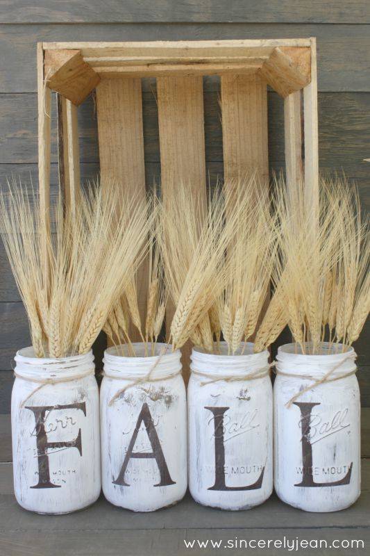 DIY fall rustic mason jars