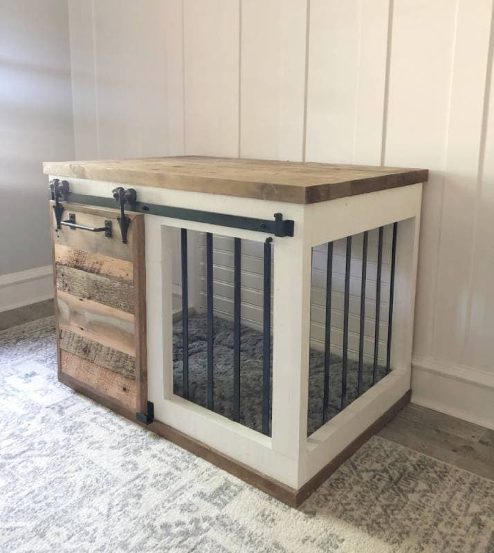 DIY farmhouse barn door dog crate