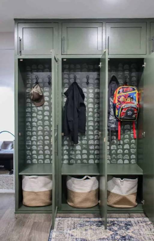 DIY mudroom lockers with doors