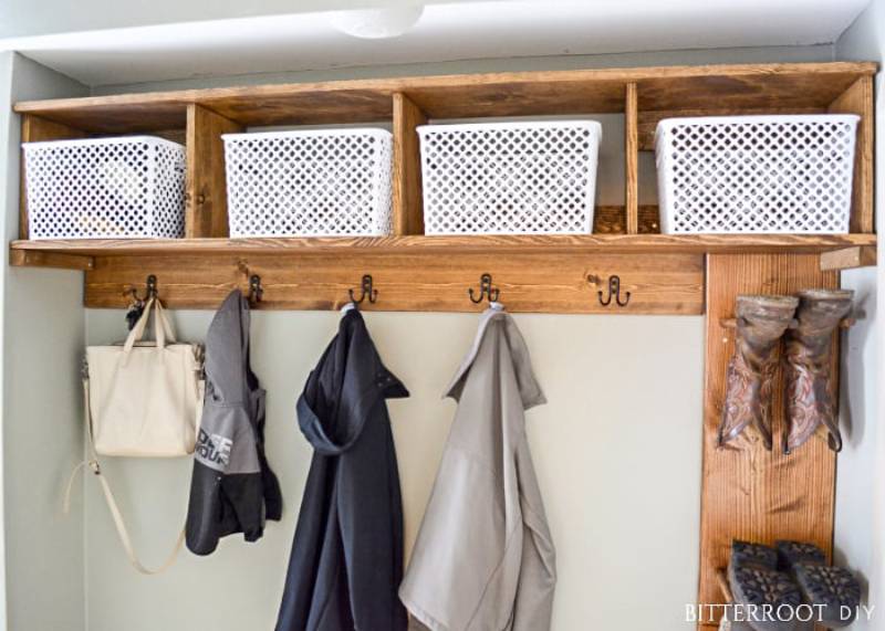 DIY mudroom storage cubbies