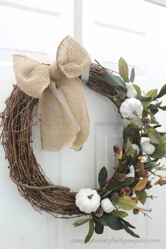 DIY neutral fall wreath