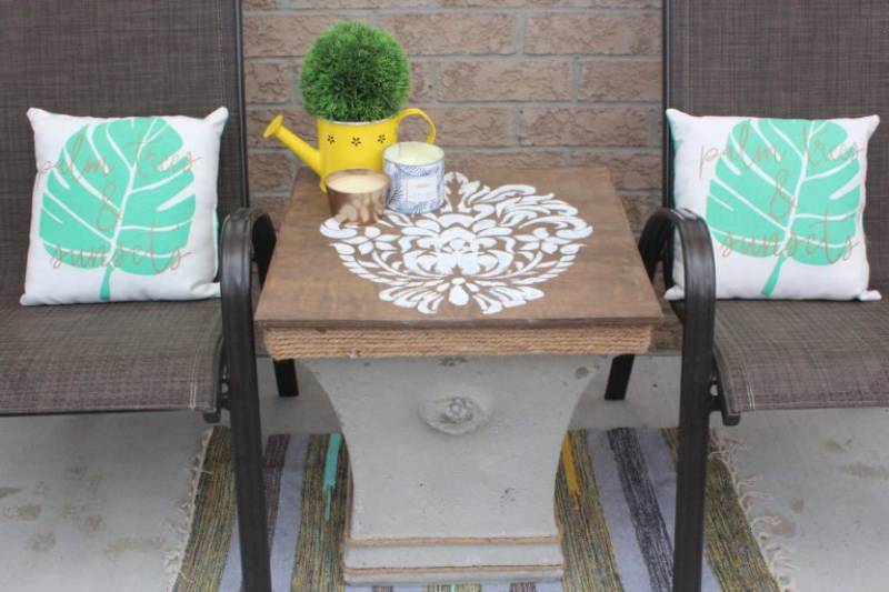 DIY outdoor side table with storage