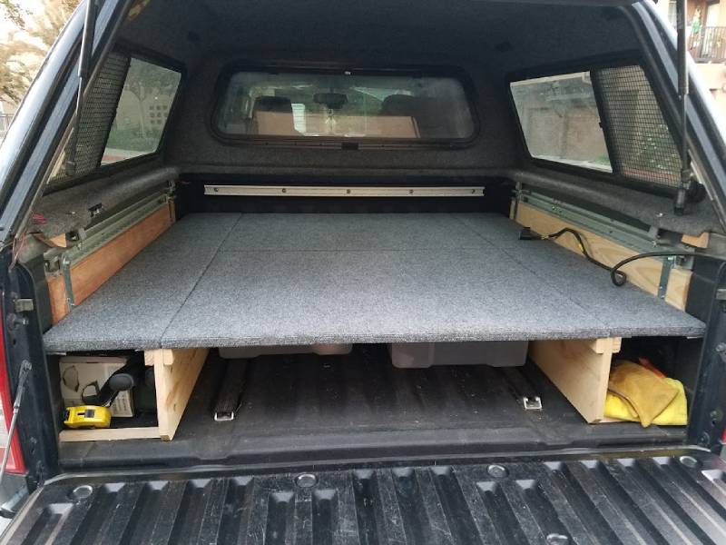 DIY sleeping platform with storage