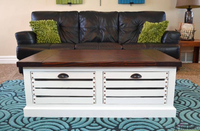 DIY storage coffee table and stools