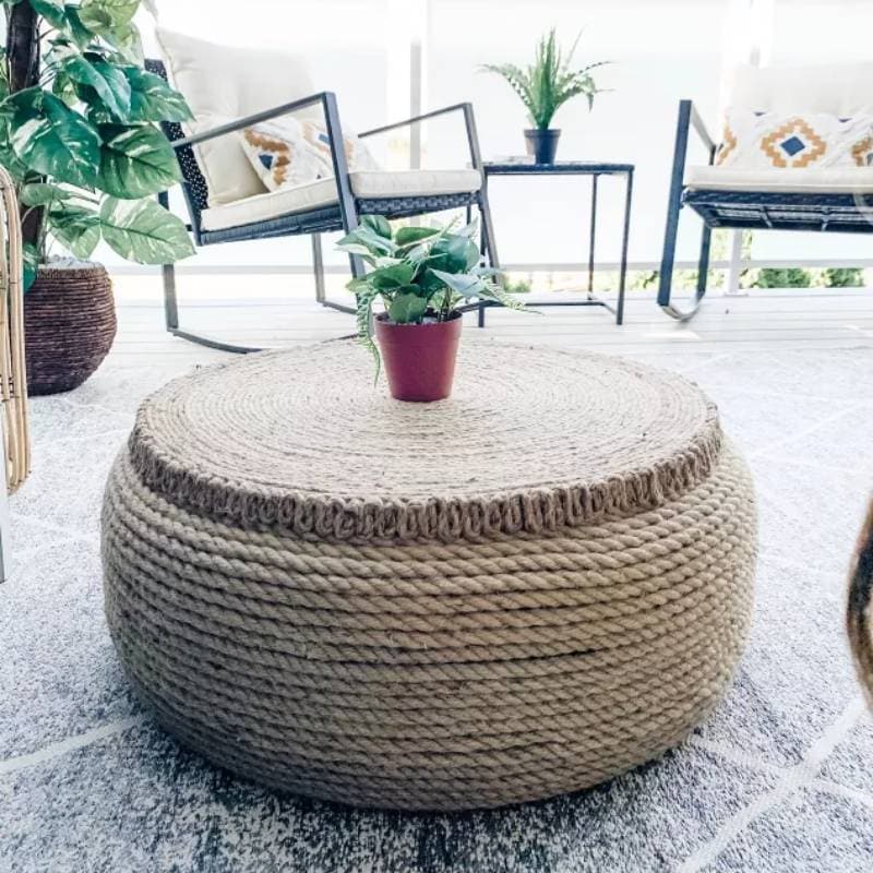 DIY tire rope ottoman