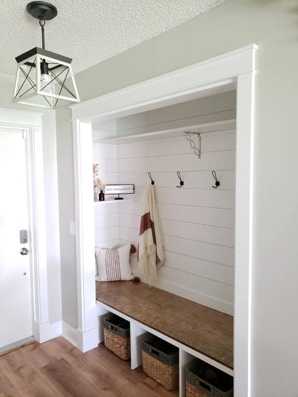 DIY turning a closet into a mudroom