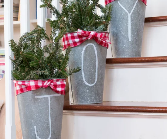 Galvanized Christmas Buckets