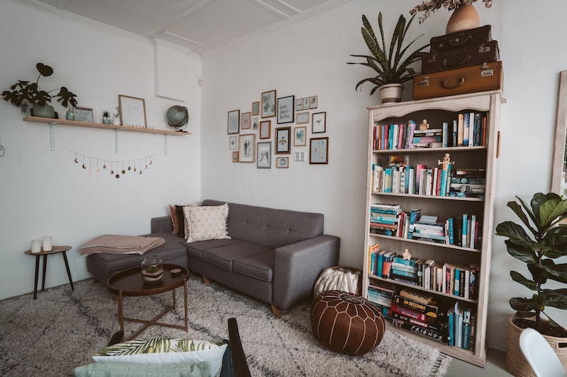 Living room with bookshelf