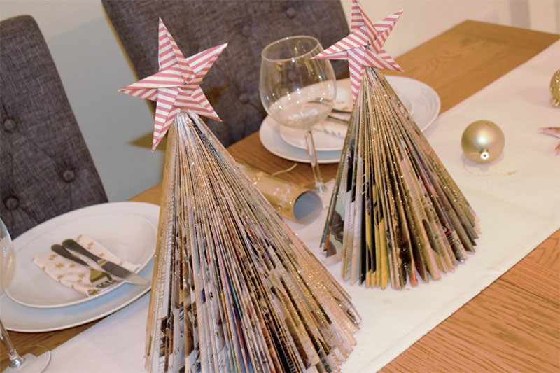 Magazine Tree Christmas Table Centerpiece