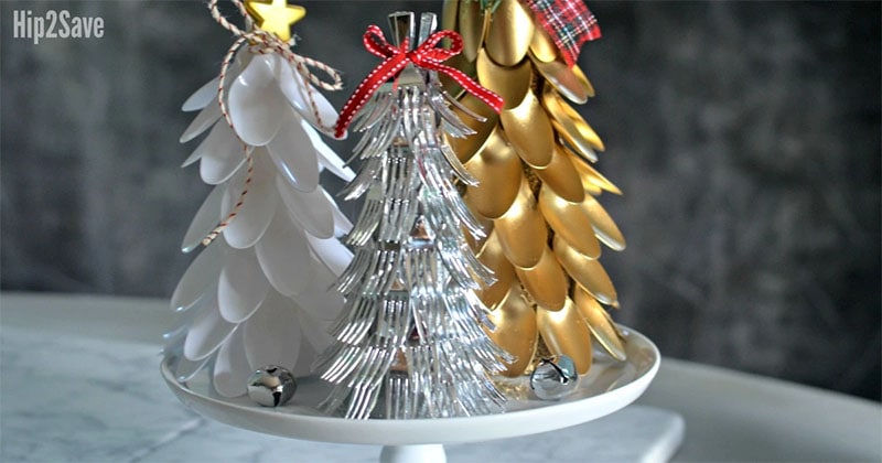 Plastic Spoon & Fork Christmas Trees by Hip2Save