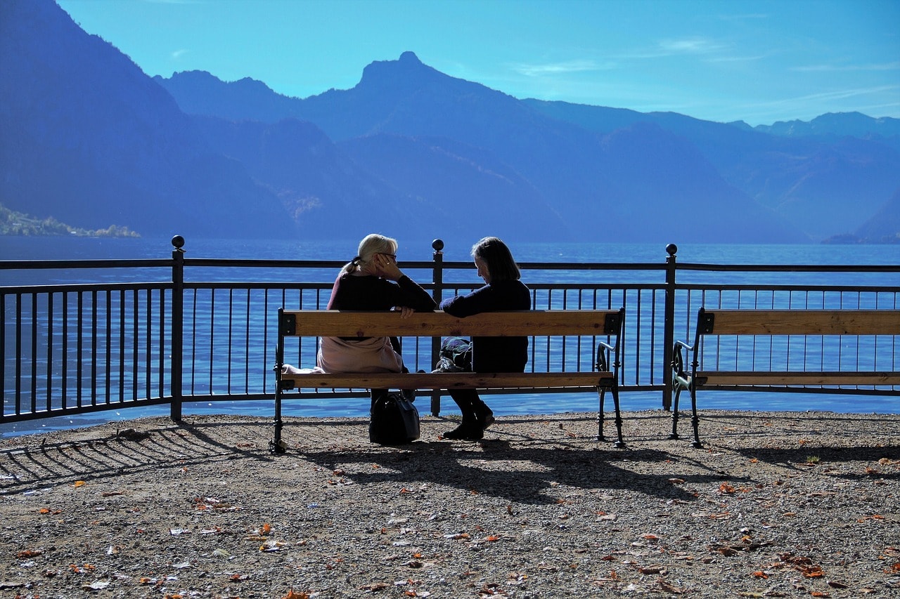Two woman talking