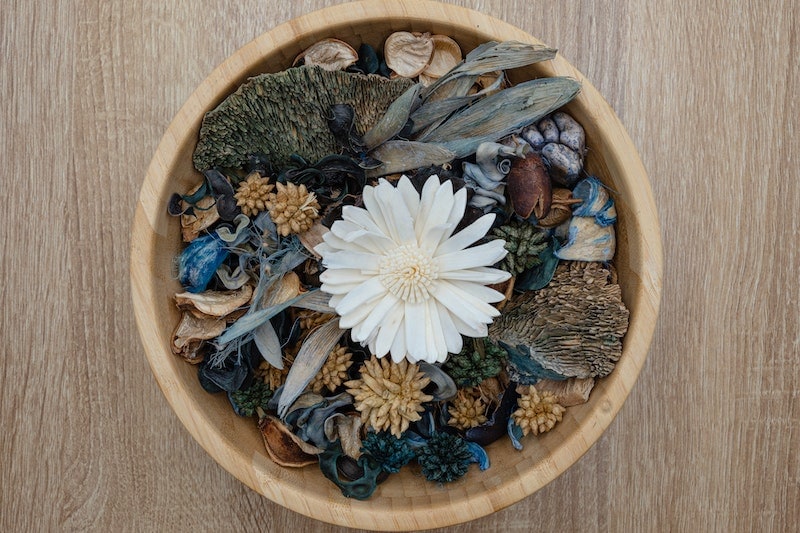 White and Brown Mushrooms on Brown Wooden Bowl