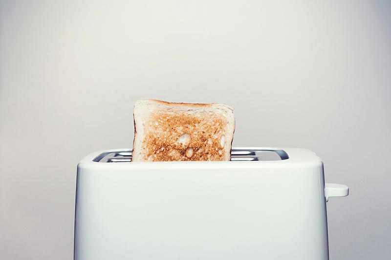 a bread in a toaster